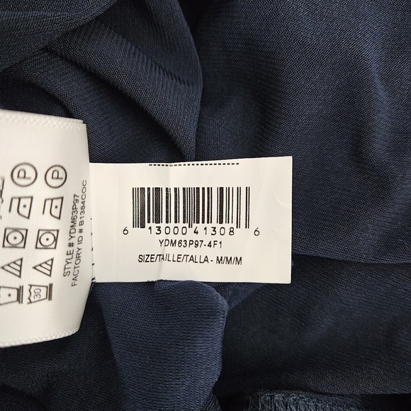 BCBGeneration Midi Dress Navy Sleeveless Keyhole Back Drape Pockets Medium - Picture 10 of 10